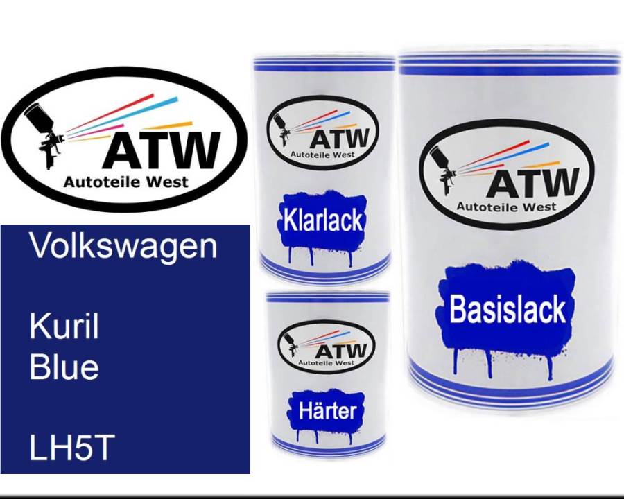 Volkswagen, Kuril Blue, LH5T: 500ml Lackdose + 500ml Klarlack + 250ml Härter - Set, von ATW Autoteile West.